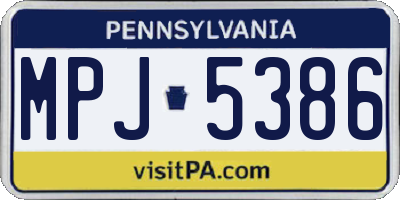 PA license plate MPJ5386