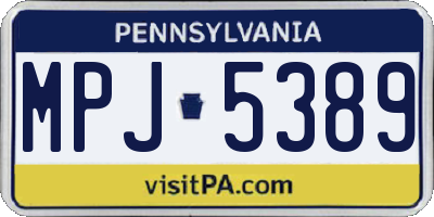 PA license plate MPJ5389