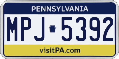 PA license plate MPJ5392