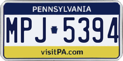 PA license plate MPJ5394