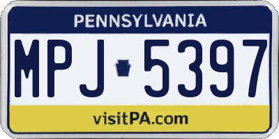 PA license plate MPJ5397