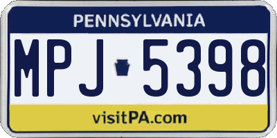 PA license plate MPJ5398