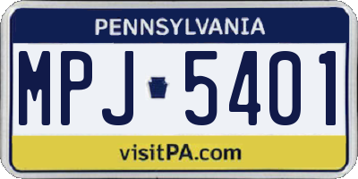 PA license plate MPJ5401