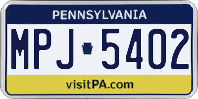 PA license plate MPJ5402