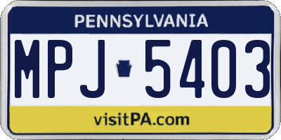 PA license plate MPJ5403