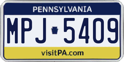 PA license plate MPJ5409