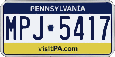 PA license plate MPJ5417