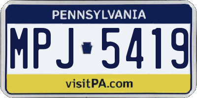 PA license plate MPJ5419