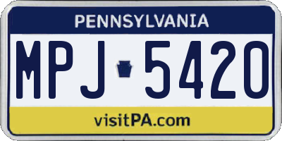 PA license plate MPJ5420