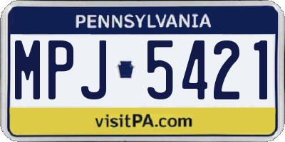 PA license plate MPJ5421