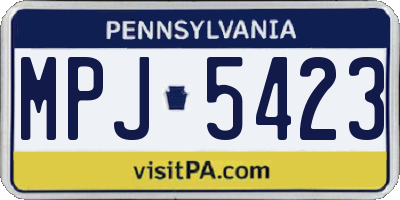 PA license plate MPJ5423