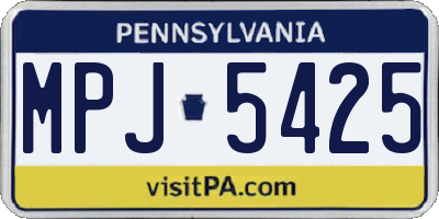 PA license plate MPJ5425