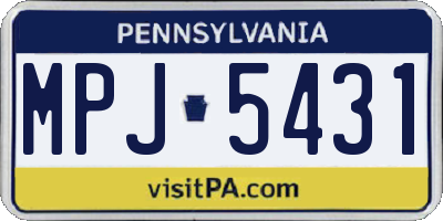 PA license plate MPJ5431