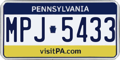 PA license plate MPJ5433