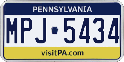 PA license plate MPJ5434