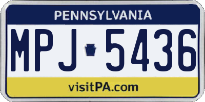 PA license plate MPJ5436