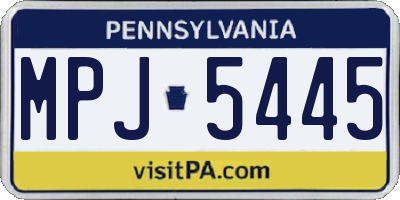 PA license plate MPJ5445