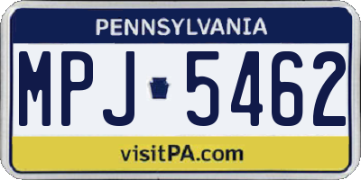 PA license plate MPJ5462