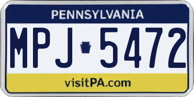 PA license plate MPJ5472