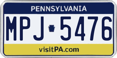 PA license plate MPJ5476