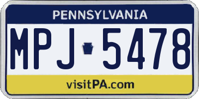 PA license plate MPJ5478