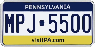 PA license plate MPJ5500