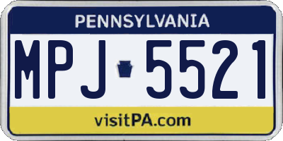 PA license plate MPJ5521