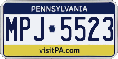PA license plate MPJ5523