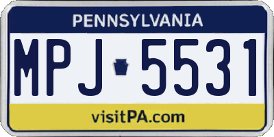 PA license plate MPJ5531