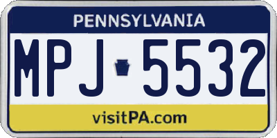 PA license plate MPJ5532