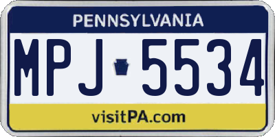 PA license plate MPJ5534