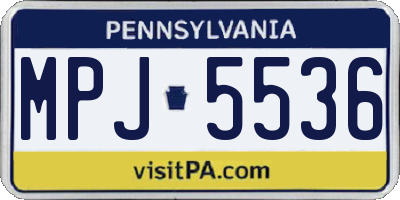 PA license plate MPJ5536
