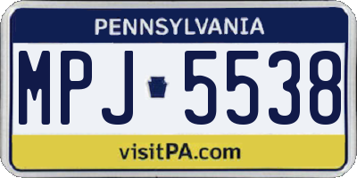 PA license plate MPJ5538
