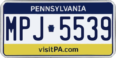 PA license plate MPJ5539