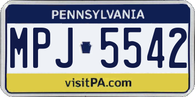 PA license plate MPJ5542