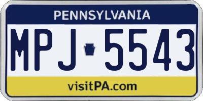 PA license plate MPJ5543