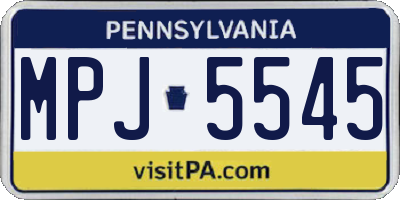 PA license plate MPJ5545