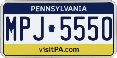 PA license plate MPJ5550