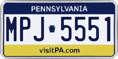 PA license plate MPJ5551