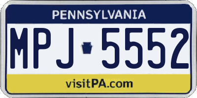 PA license plate MPJ5552