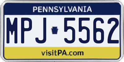 PA license plate MPJ5562