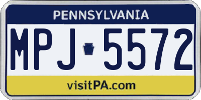 PA license plate MPJ5572