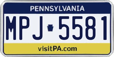 PA license plate MPJ5581