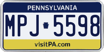 PA license plate MPJ5598