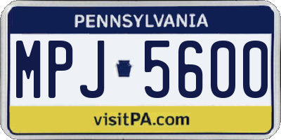 PA license plate MPJ5600