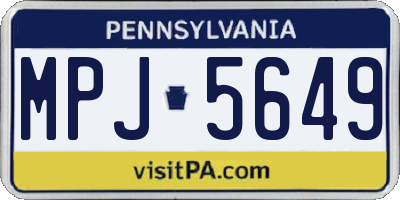 PA license plate MPJ5649