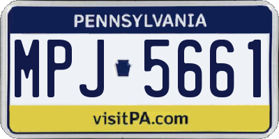 PA license plate MPJ5661
