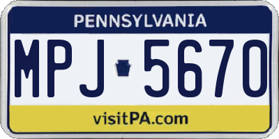 PA license plate MPJ5670