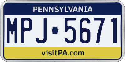 PA license plate MPJ5671