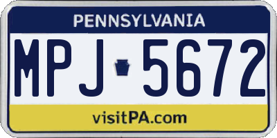 PA license plate MPJ5672